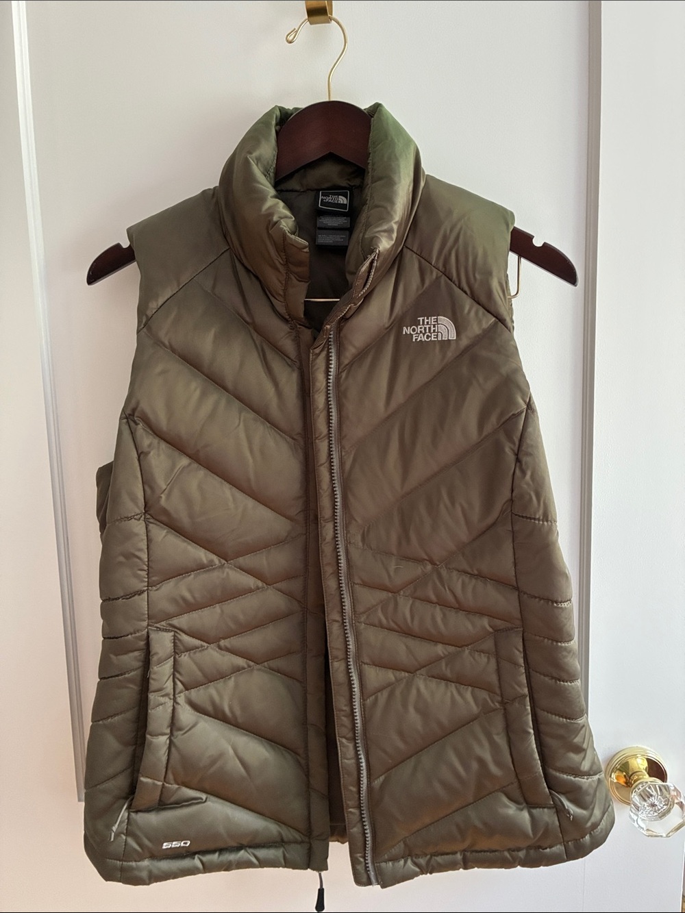 The North Face Olive Green Quilted Insulated Vest
